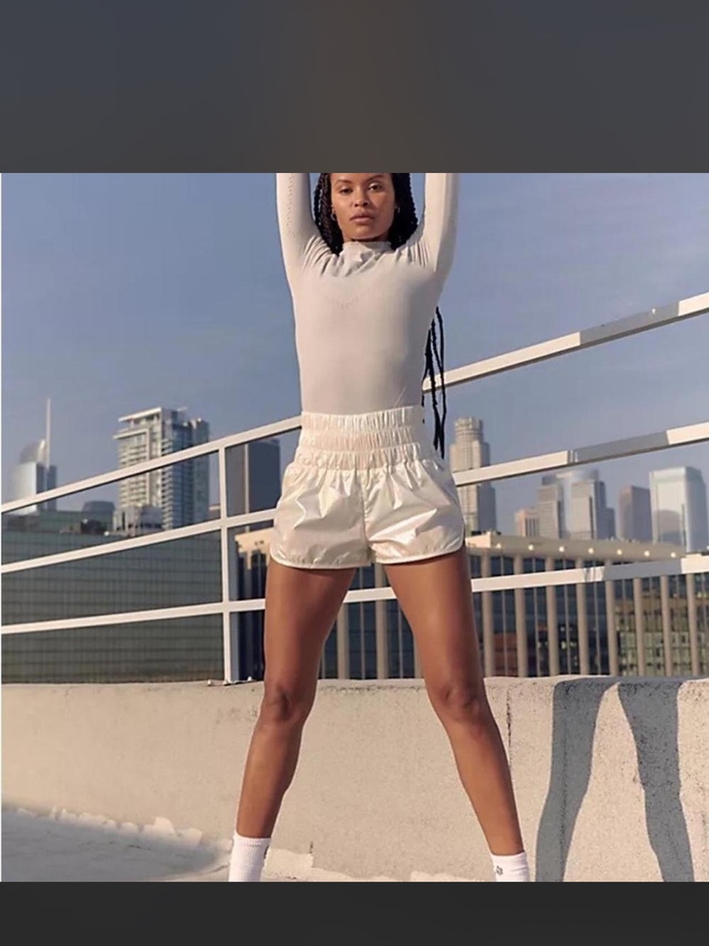 FP Movement by Free People White High-Waist Athletic Shorts